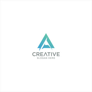 Modern Creative Abstract Triangle Logo Design Vector Stock . Triangle Letter A Tech Logo Design . Triangle Letter A Digital Logo Template