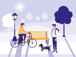 scene of men in park in the city