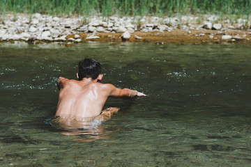 swimming in the water