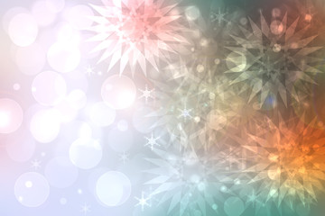 A festive abstract Happy New Year or Christmas texture background and with colorful gold yellow pink blurred bokeh lights and stars. Space for design. Card concept or advertising.