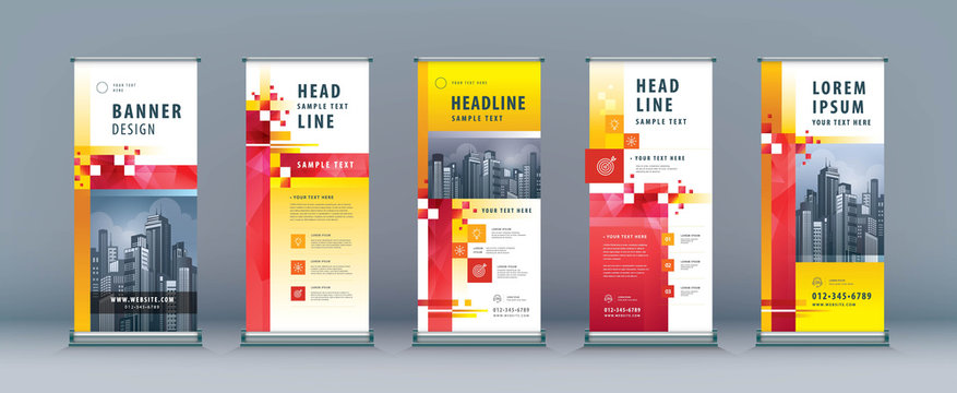 Business Roll Up Set. Standee Design. Banner Template