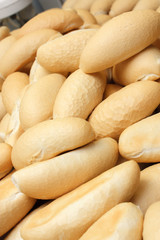Wholemeal bread sticks fresh from the oven in a bakery