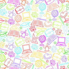 School seamless pattern. Soft color background