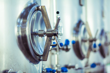 Brewing equipment inside of a brewery