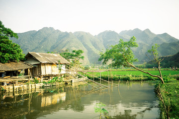 Obraz premium house on the lake in vietnam