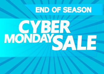 Cyber Monday Sale, poster design template, end of season, vector illustration