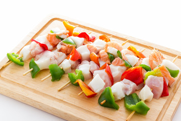 Fish and vegetable kebabs