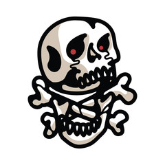 Skull Crossbones Line Graphic Illustration Vector Art T-shirt Design