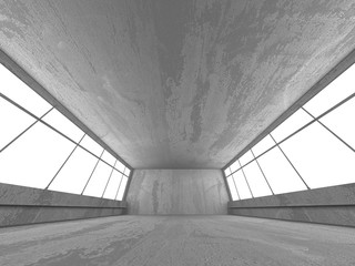 Dark concrete empty room. Modern architecture design