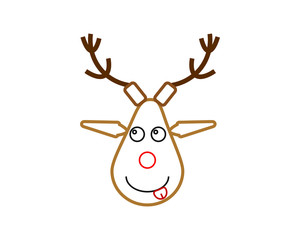 funny reindeer shaped christmas icon