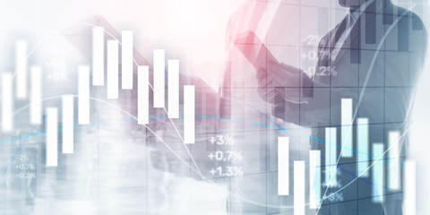 Financial Investment Concept. Stock market trading graph and candlestick chart
