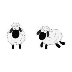 sheep funny animal on white background. vector illustration 