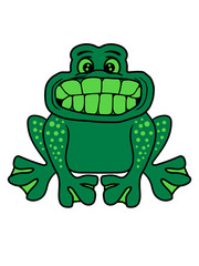 sitzender frosch kopf kröte großer mund gesicht augen kopf zähne lustig comic cartoon design cool grinsen verrückt clipart