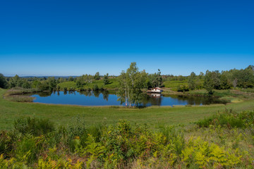 Fototapeta premium Beulotte Saint Laurent, France - 09 12 2019: Hike in the circuit of the thousand ponds