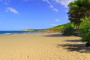 The most beautiful beaches of Apulia. Crovatico beach, dotted by the dunes which slope to the...