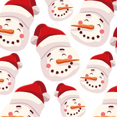 pattern of snowman with hat on white background
