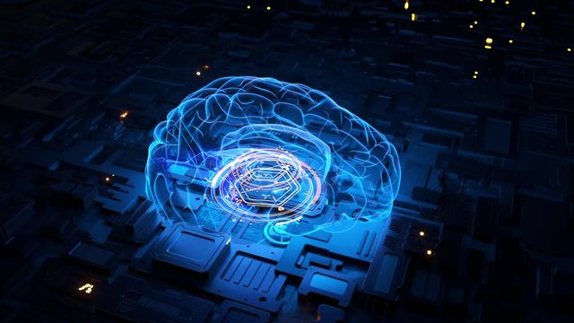 Machine learning and artificial intelligence concept. 3D animation