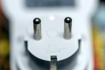 EU smart power plug Euro European Union two 2 pin socket close-up color artistic photo
