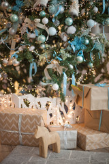 Beautiful holiday decorated room with Christmas tree