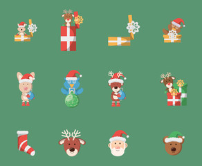 bundle of christmas with icons set