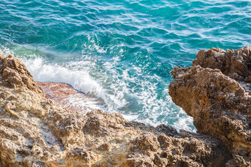 Rocky coast and blue sea, Menton