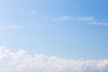 The background image of the bright blue sky looks beautiful, with long clouds at the bottom like a frame or barrier. Look and feel comfortable and fresh.