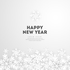Merry Christmas and New Year background with winter snowflake landscape for horizontal poster, greeting cards, headers