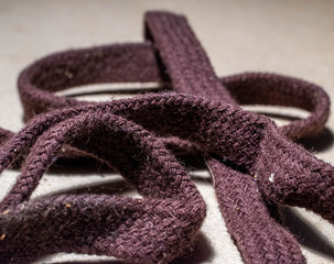 close-up of a brown shoelace