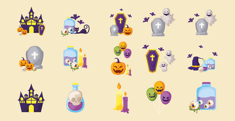 bundle halloween with set icons