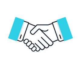 Business handshake line icon, outline vector sign, linear style pictogram isolated on white. Agreement, Shaking hands symbol, logo illustration. Editable stroke