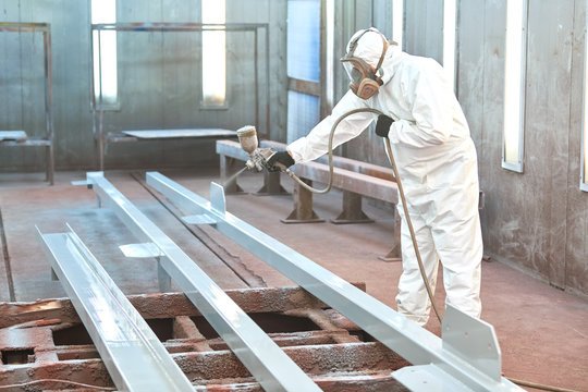 Industrial Painter In Chamber Painting Metal Detail