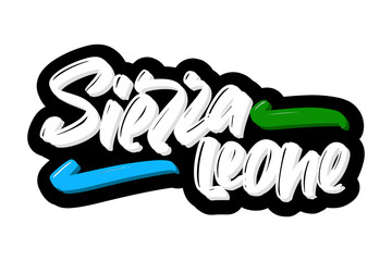 Sierra leone modern brush lettering text. Vector illustration logo for print and advertising.