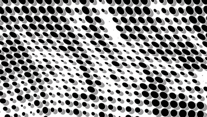 Monochrome halftone background. Black dots on white. Vector chaotic pattern