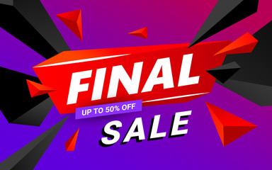 Final sale banner design. Sale and discounts. Vector illustration.