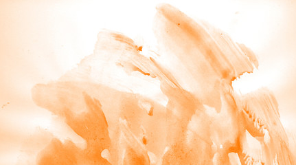 Plakat Abstract watercolor background hand-drawn on paper. Volumetric smoke elements. Orange color. For design, web, card, text, decoration, surfaces.