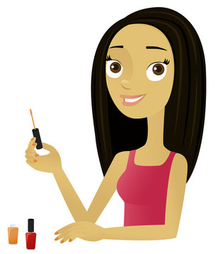recommend clip art: Vector illustration of a woman painting her nails