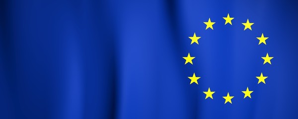 European Flag. Yellow stars on a blue. Council of Europe. 3d illustration.