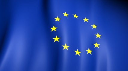 European Flag. Yellow stars on a blue. Council of Europe. 3d illustration.