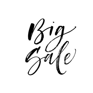 Big sale postcard. Modern vector brush calligraphy. Ink illustration with hand-drawn lettering. 