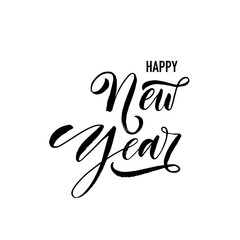 Happy New Year card. Modern vector brush calligraphy. Ink illustration with hand-drawn lettering. 