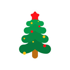 Christmas tree Cute kawaii isolated. funny Christmas cartoon style. kids character. Xmas Childrens style.
