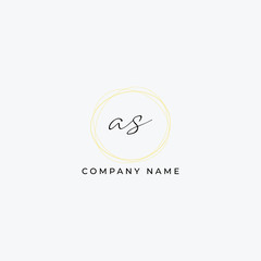 A S  Initial handwriting logo vector
