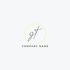 G T  Initial handwriting logo vector