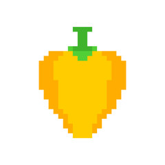 Yellow Bell pepper pixel art. 8 bit. Pixelate Vegetable. vector illustration