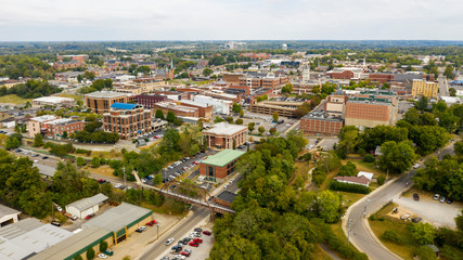 Aerial View over the Buildings and Infrastructure in Clarksville Tennessee