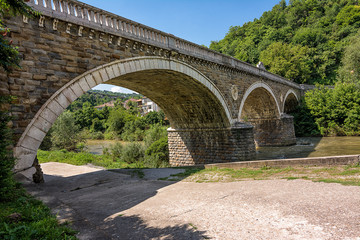 Fototapeta premium View of the bridge over yantra river in Veliko Tarnovo