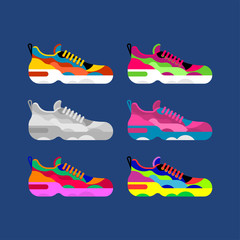 Sneaker set. Sneakers Sports shoes vector illustration