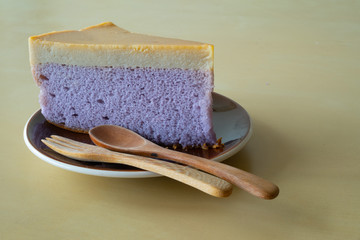 Taro Flavor Cake on the table