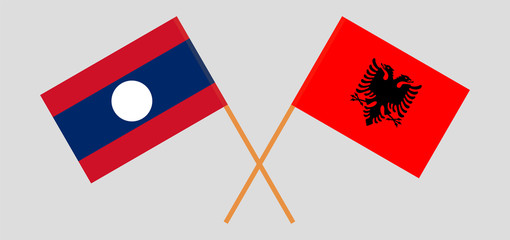 Laos and Albania. Laotian and Albanian flags