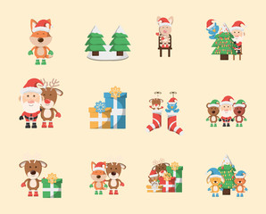 Obraz na płótnie Canvas bundle of christmas with icons set